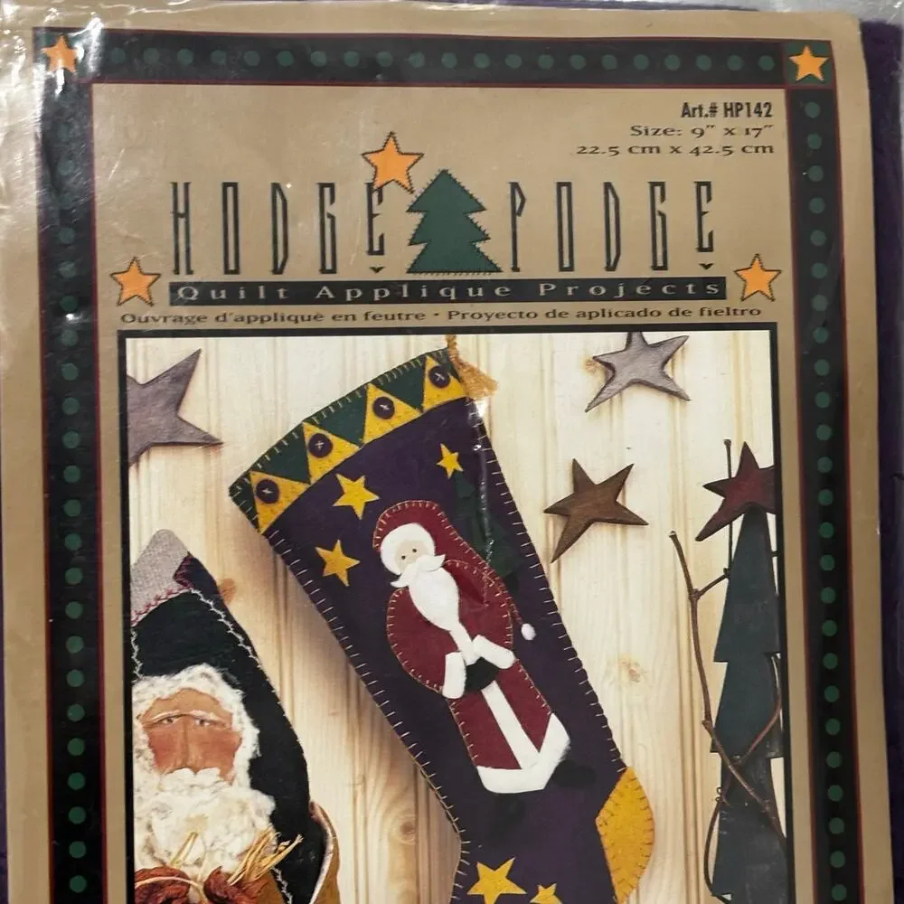 Hodge Podge craft kit Santa Claus Christmas stocking country folk art #HP142